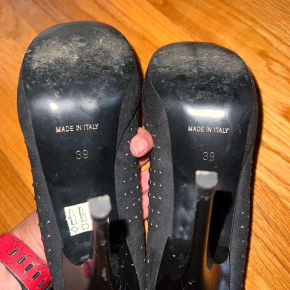 Excellent condition Elsa Ducci stiletto and platform décolleté 👠black with studs - Picture 5 of 5